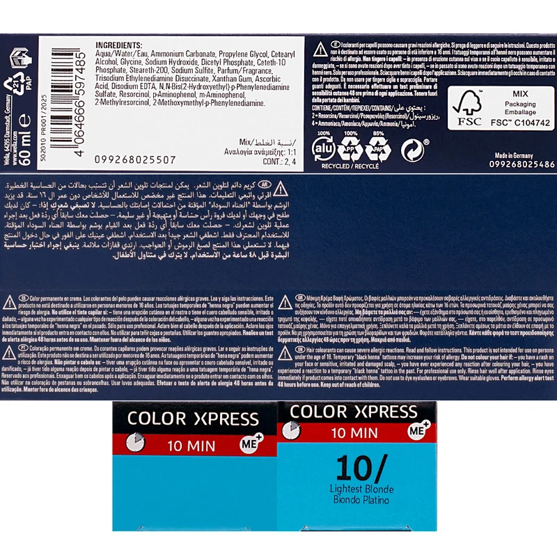 Wella Color Xpress 10/ Biondo Platino 60ml - colore permanente rapido