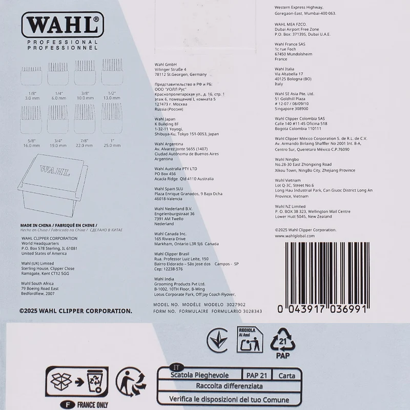 Wahl Stainless Steel Attachment Combs - set da 8 rialzi