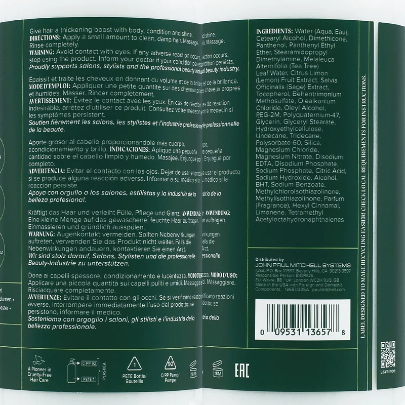 Paul Mitchell Tea Tree Lemon Sage Thickening Conditioner 1000ml - balsamo volumizzante per capelli fini