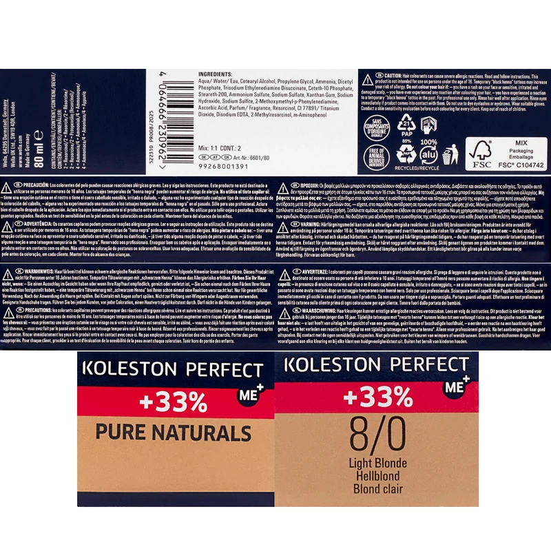 Wella Koleston Perfect ME+ Pure Naturals 8/0 Biondo Chiaro Intenso 80ml - colorazione permanente