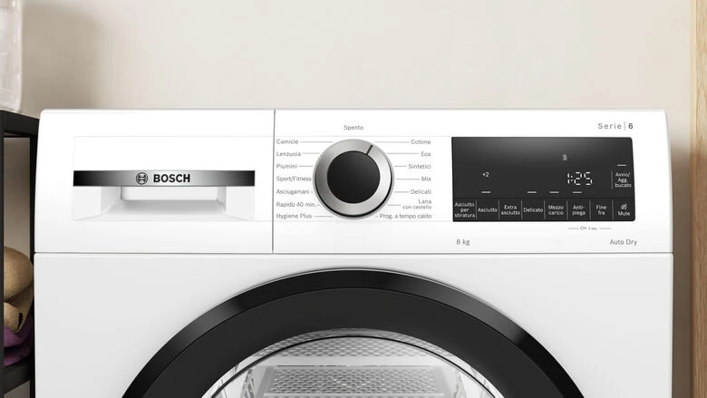 Bosch WQG233d1II Serie 6 Asciugatrice A Libera Installazione 8 Kg, Pompa Di Calore, Auto Dry, Filtro Easy Clean, Classe C, Bianco
