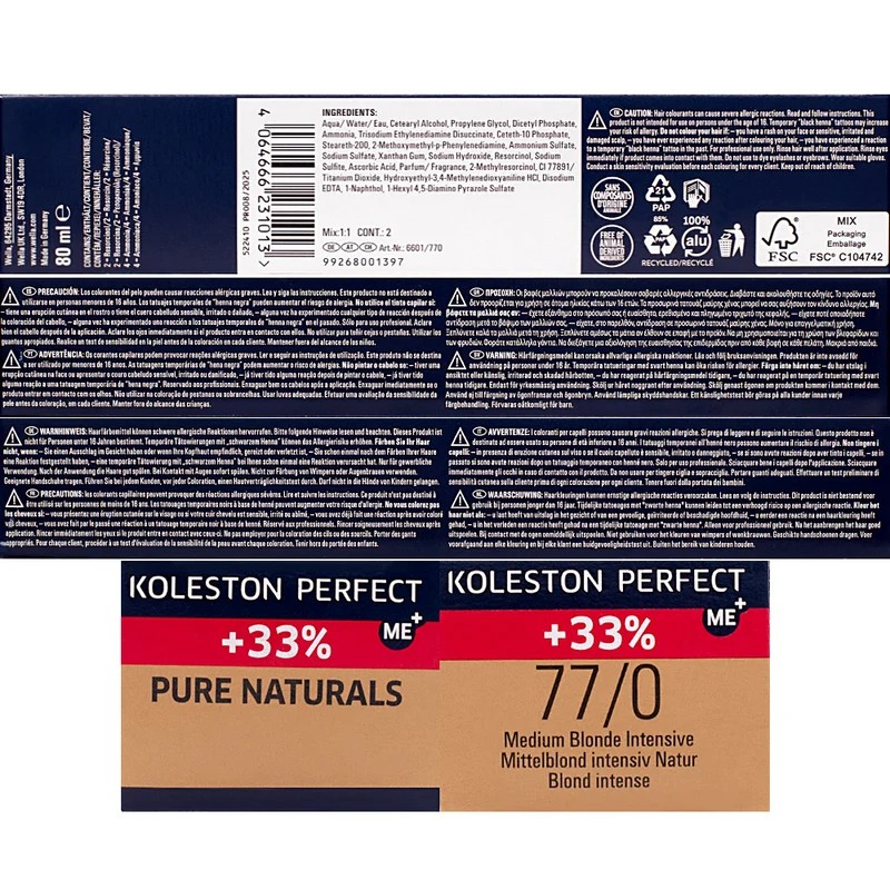 Wella Koleston Perfect ME+ Pure Naturals 77/0 Biondo Medio Intenso 80ml- colorazione permanente
