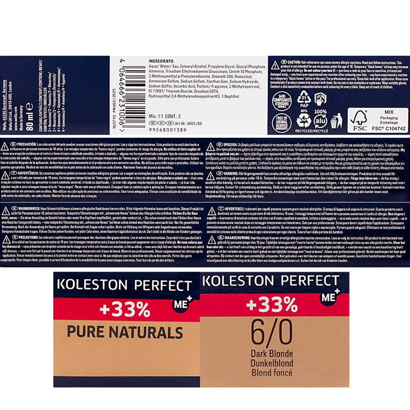 Wella Koleston Perfect ME+ Pure Naturals 6/0 80ml - colorazione permanente