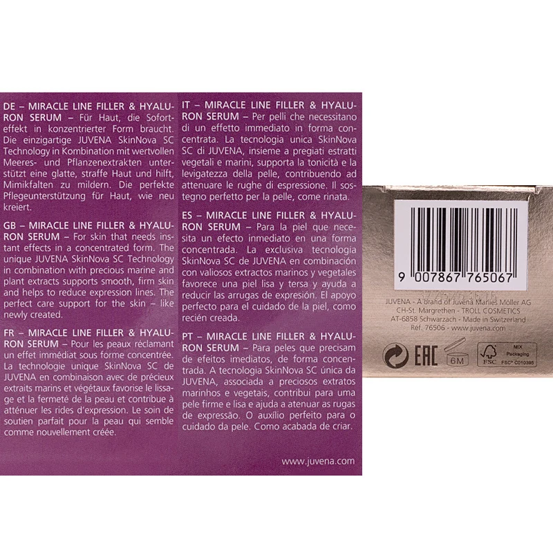 Juvena Miracle Line Filler & Hyaluron Serum 30ml - siero viso effetto lifting