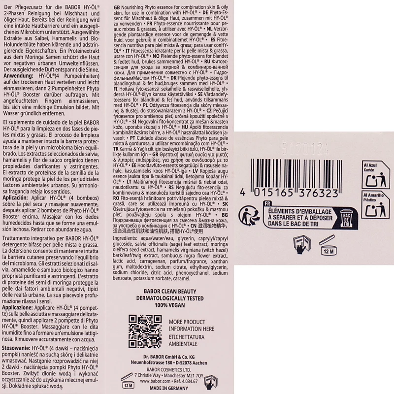 Babor Phyto HY-ÖL Booster Balancing 100ml - detergente viso pelle mista