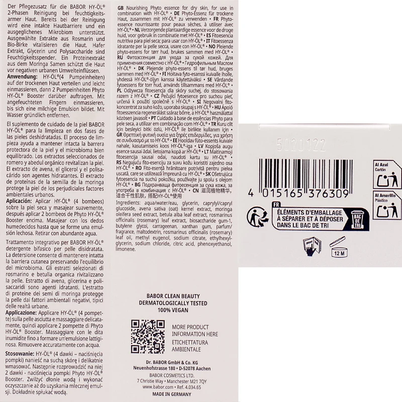 Babor Phyto HY-ÖL Booster Hydrating 100ml - detergente viso pelle secca