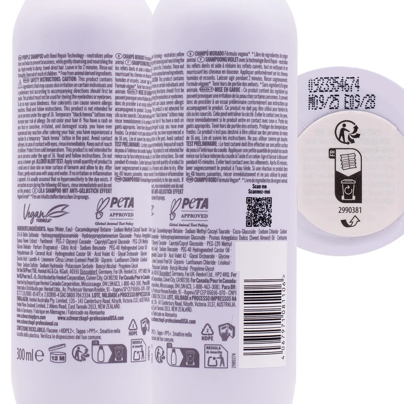 Schwarzkopf BlondMe Bond Repair Purple Shampoo 300ml - shampoo viola riparatore