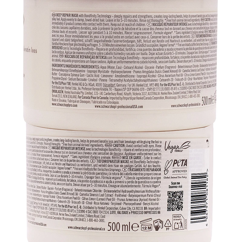 Schwarzkopf BlondMe Bondfinity DeepRepair Mask 500ml - maschera riparazione intensa