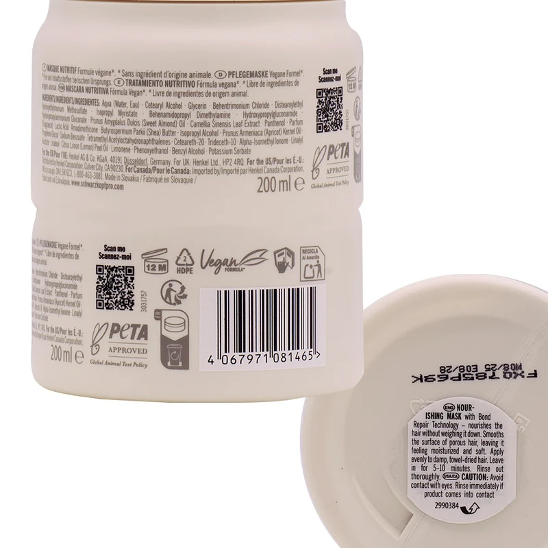Schwarzkopf BlondMe Bond Repair Nourishing Mask 200ml - maschera nutriente riparatrice