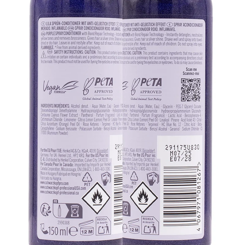 Schwarzkopf BlondMe Bond Repair Purple Spray Conditioner 150ml - spray districante