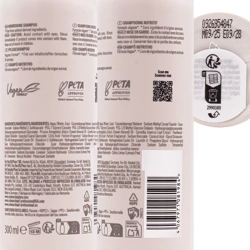 Schwarzkopf BlondMe Bond Bond Repair Nourishing Shampoo 300ml - shampoo nutriente riparatore