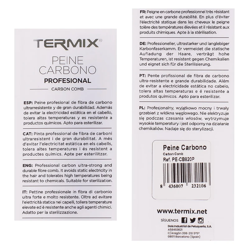 Termix Pettine Carbonio Professionale - pettine a coda