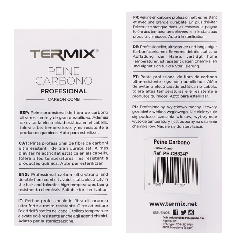 Termix Pettine Carbonio Professionale - pettine denti larghi