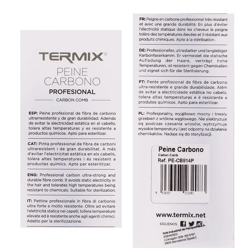 Termix Pettine Carbonio Professionale - pettine a doppia dentatura