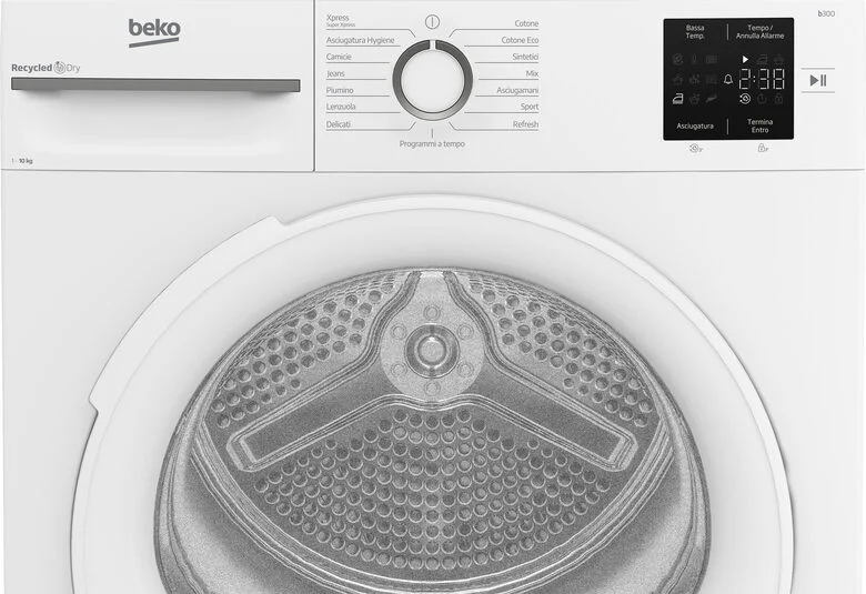 Beko Asciugatrice BMT103EW 10kg, classe D, linea estetica NX, display touch, colore bianco, oblò bianco