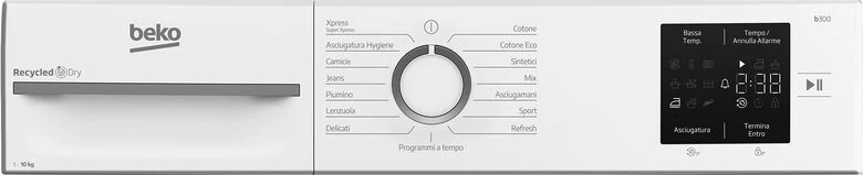 Beko Asciugatrice BMT103EW 10kg, classe D, linea estetica NX, display touch, colore bianco, oblò bianco