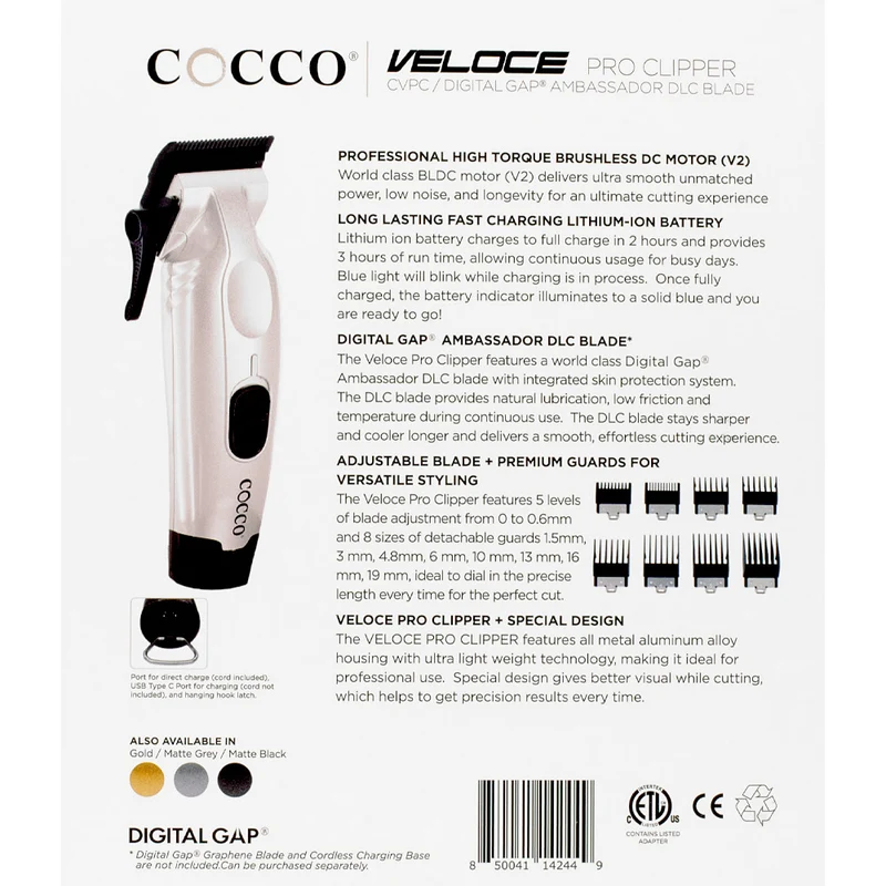 Cocco Veloce Pro Clipper Pearl White - tagliacapelli