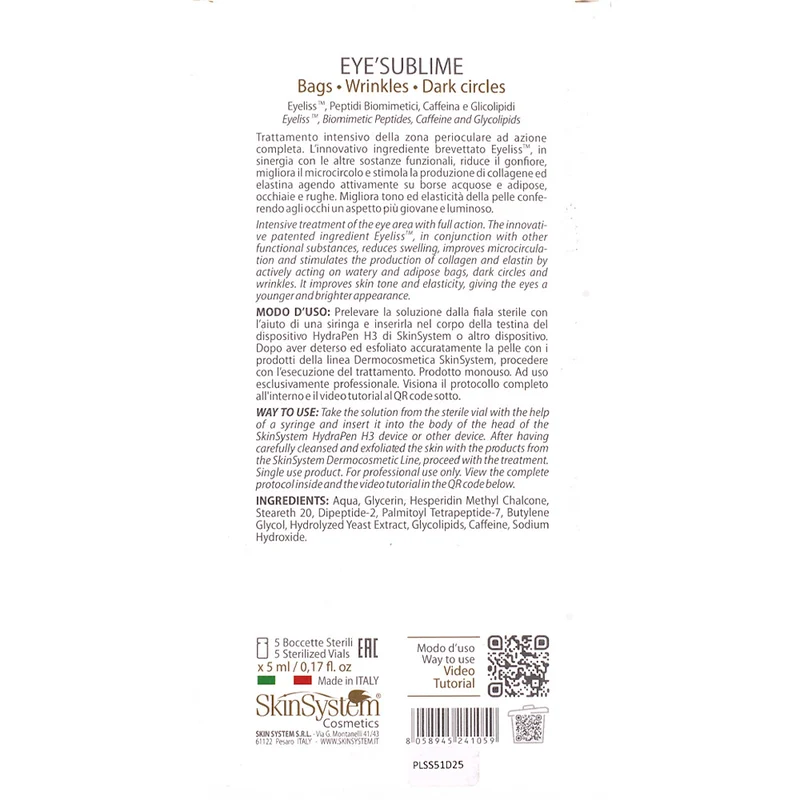 SkinSystem Eye 'Sublime Bags Wrikles Fark Circles 5 fiale - trattamento contorno occhi