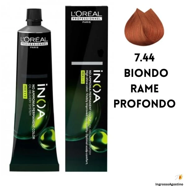 Tintura Inoa 60ml L'Oreal 7.44 Biondo Rame Profondo