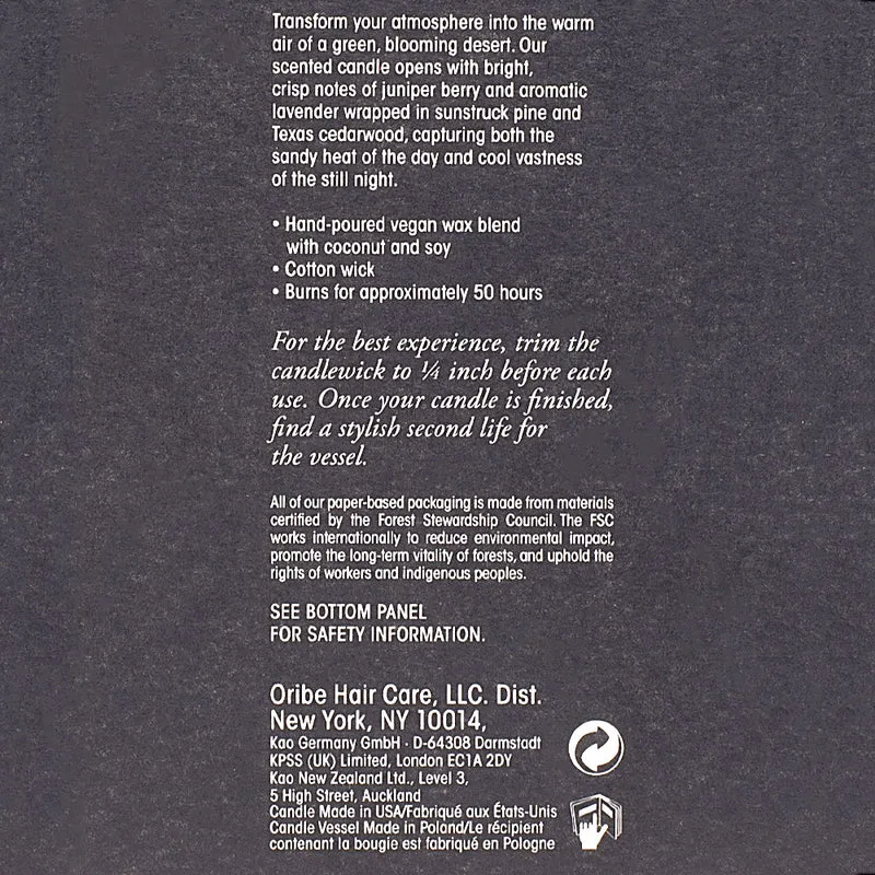 Oribe Desertland Scented Candle 226.8gr - candela profumata