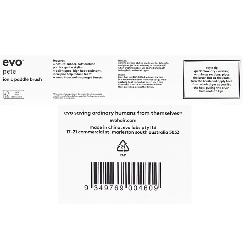 Evo Pete Ionic Paddle Brush - spazzola piatta