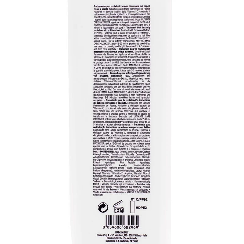 Framesi Morphosis Ultimate Care Treatment Step 3 1000ml - trattamento rivitalizzante capelli crespi e spenti