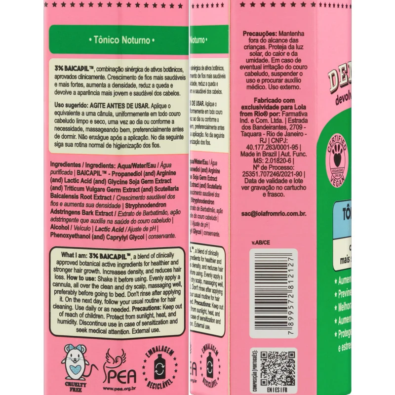 Lola From Rio Densidade Tônico Noturno 25ml - tonico notturno densificante