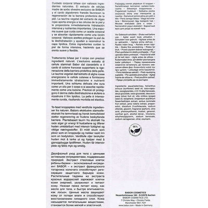 Babor Spa Energizing Bi-Phase Body Foam 200ml - trattamento corpo bifasico