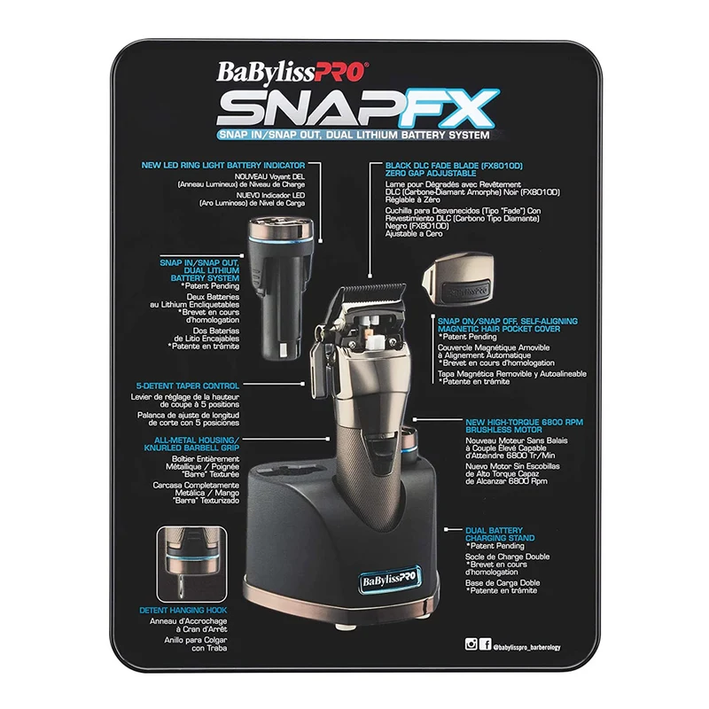 Babyliss Pro 4Artist Snapfx Clipper FX895E - clipper a doppia batteria al litio