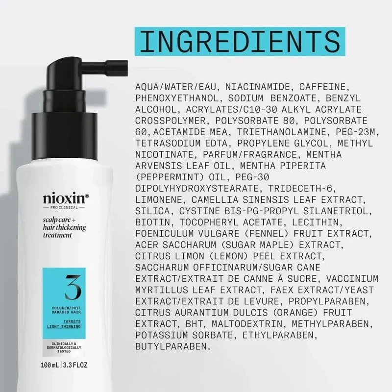 Nioxin System 3 Leave In Treatment capelli colorati con assottigliamento lieve 100ml