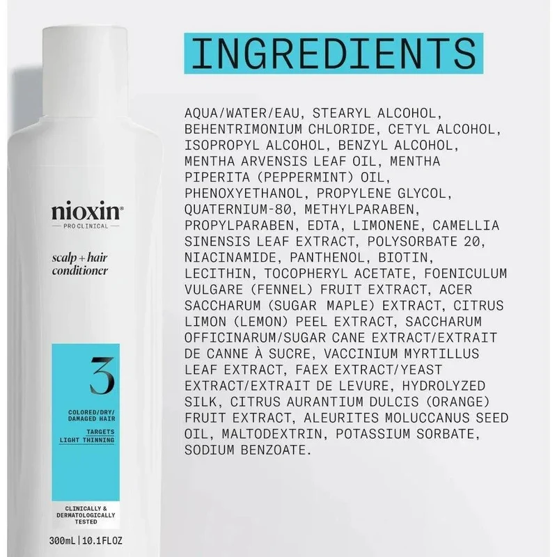 Nioxin System 3 Conditioner capelli colorati con assottigliamento lieve