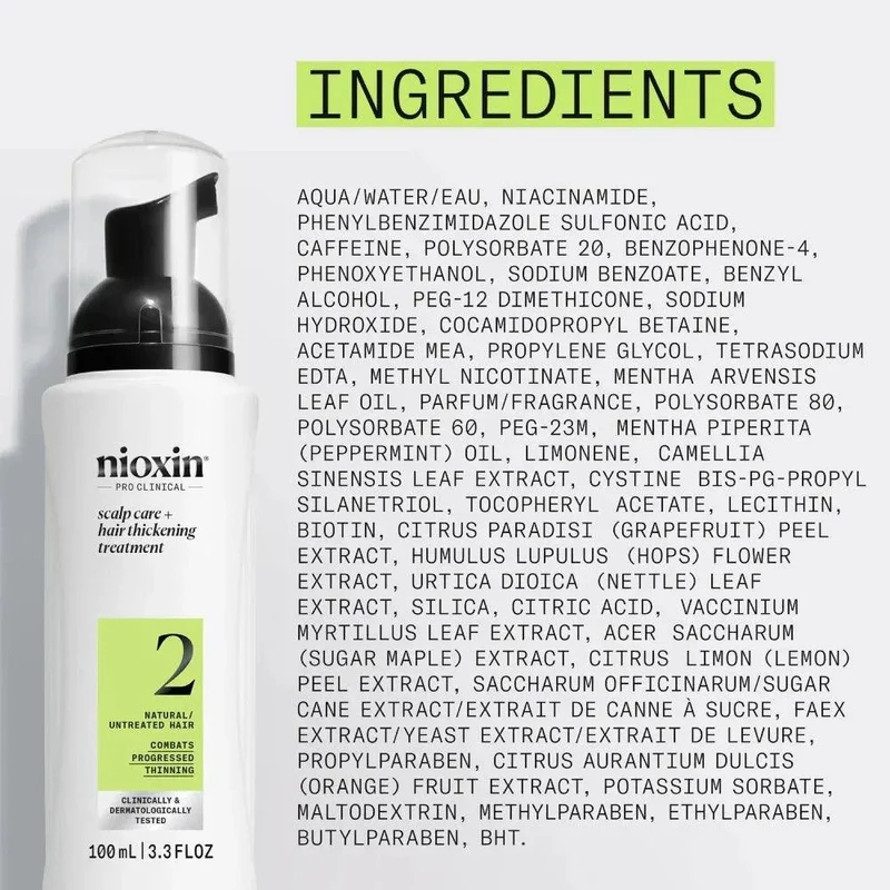 Nioxin System 2 Leave In Treatment capelli naturali con assottigliamento avanzato 100ml
