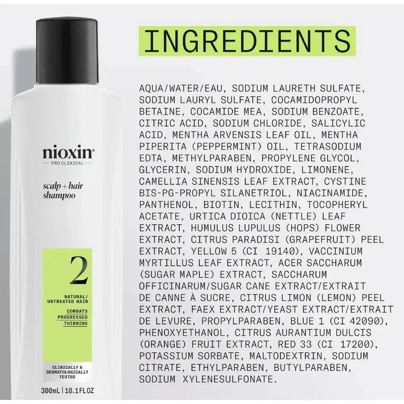 Nioxin System 2 Shampoo capelli naturali con assottigliamento avanzato