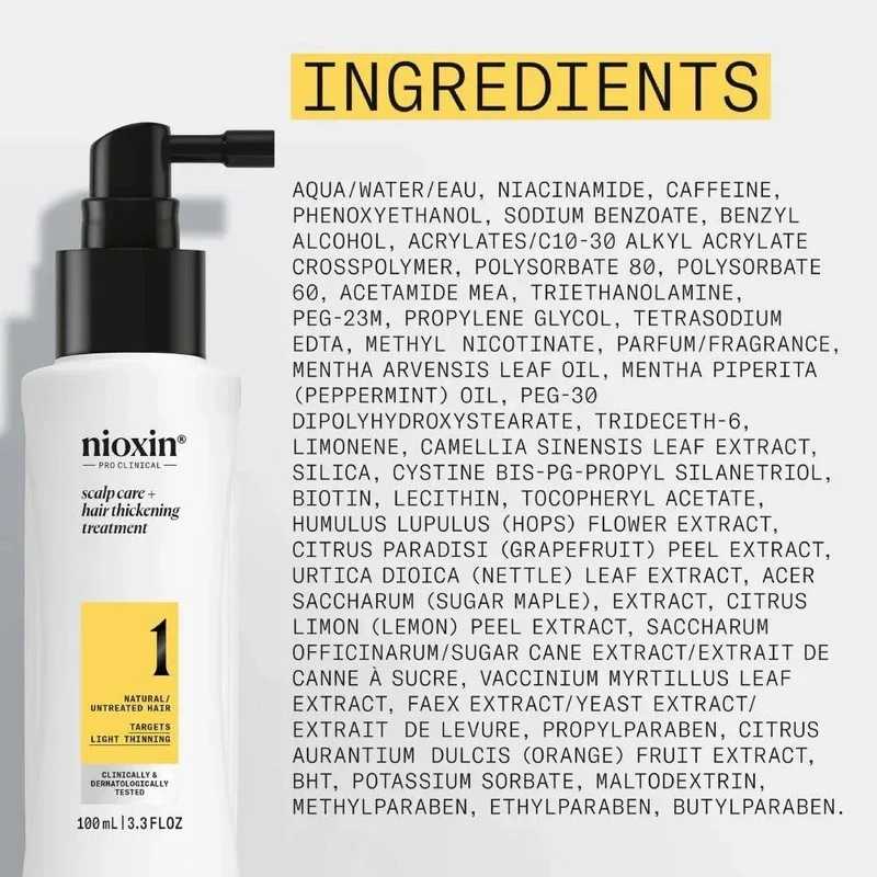Nioxin System 1 Leave In Treatment capelli naturali con assottigliamento lieve 100ml