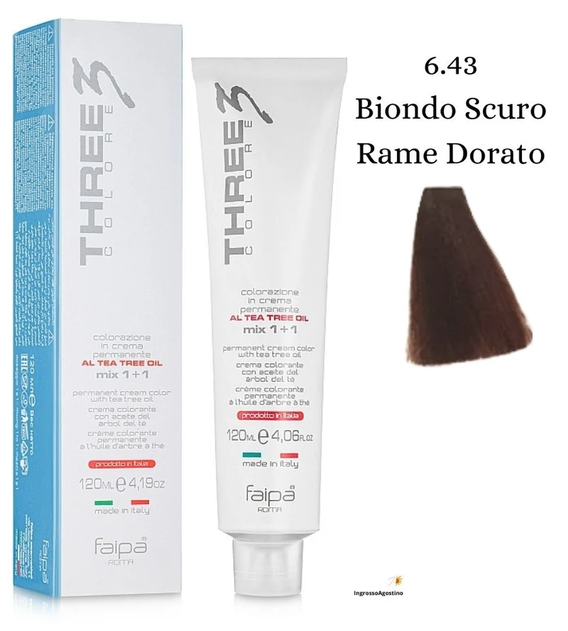 Three3 Colore Tintura 120ml 6.43 Biondo Scuro Rame Dorato Faipa