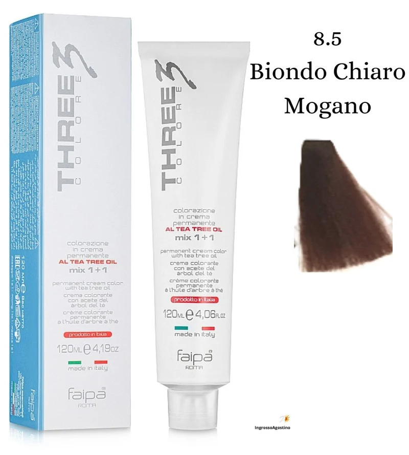 Three3 Colore tintura 120ml 8.5 Biondo Chiaro Mogano FAIPA