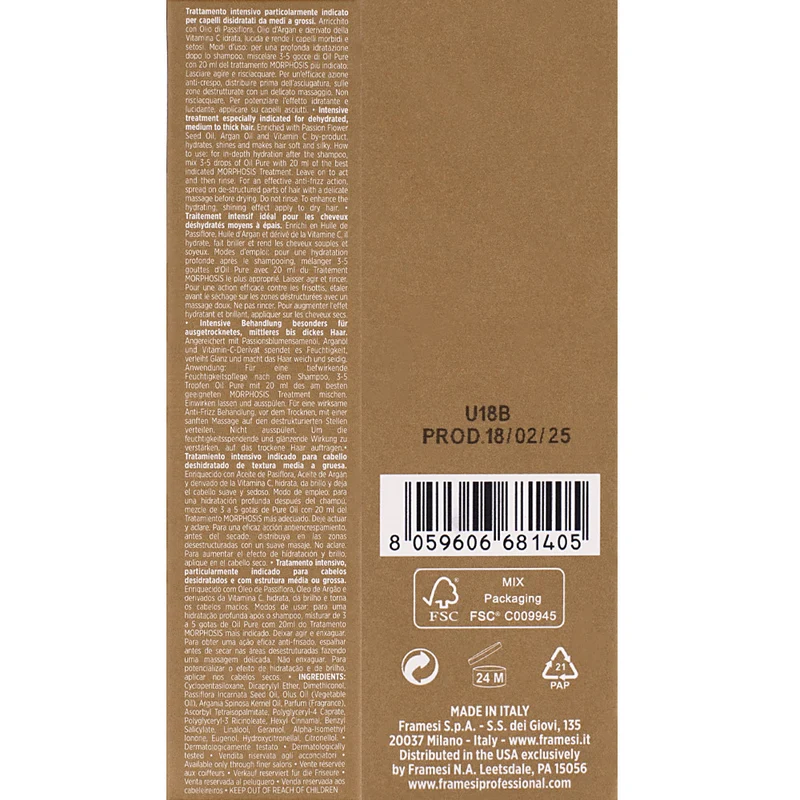 Framesi Morphosis Sublimis Oil Pure 100ml - olio capelli secchi e disidratati