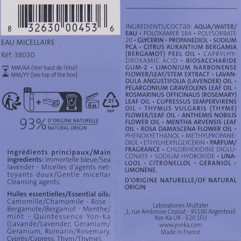 Yonka Les Essentials Eau Micellaire Nettoyant 75ml - acqua micellare detergente