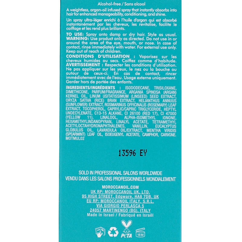 Moroccanoil Treatment Mist Ultra- Light 25ml - olio secco spray