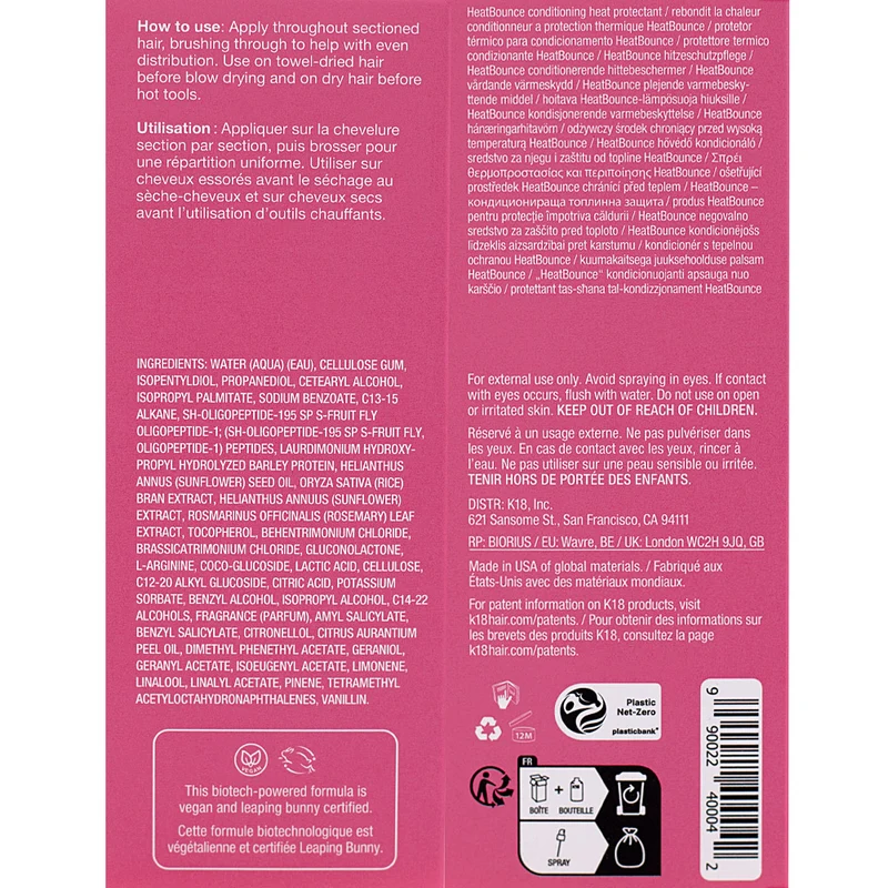 K18 Heatbounce Conditioning Heat Protectant 118ml - termoprotettore
