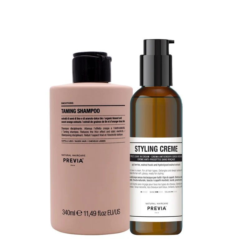 Previa Smoothing Taming Shampoo 340ml Creme Anti-frizz Leave-in Cream 200ml