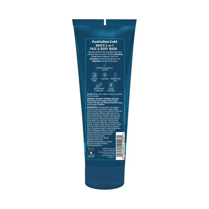 Men's 2 in 1 Face & Body Wash Australian Gold 250ml
