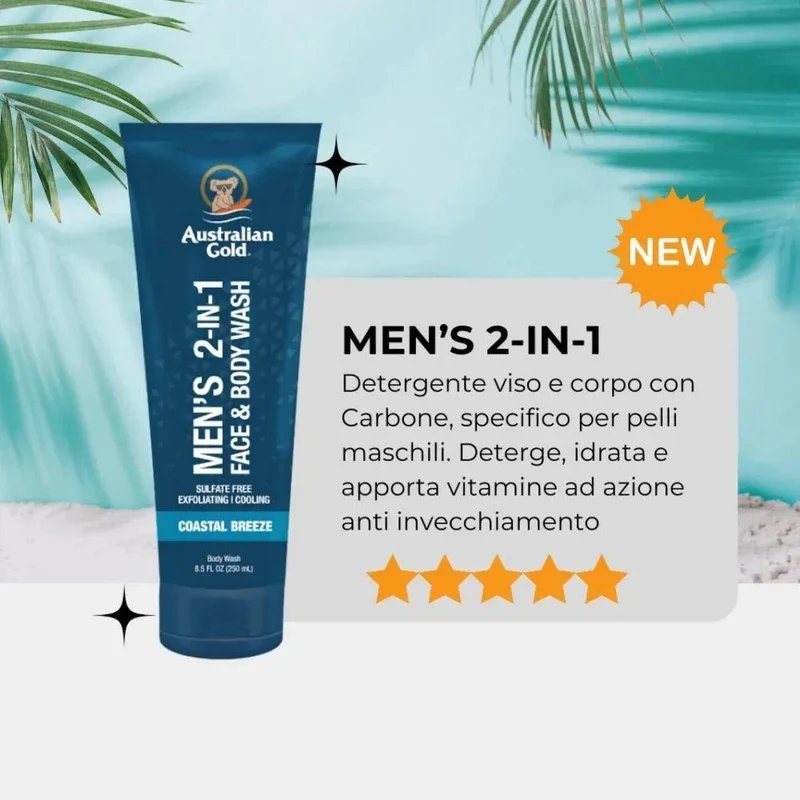 Men's 2 in 1 Face & Body Wash Australian Gold 250ml