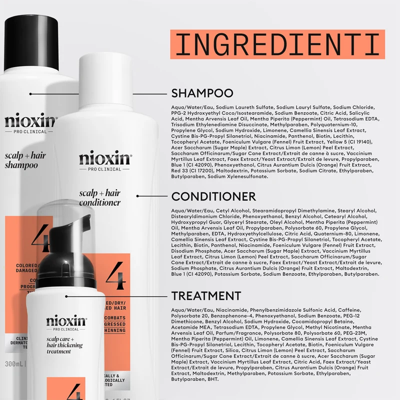 Nioxin Sistema 4 Scalp + Hair Kit Trifasico 150ml - kit anti assottigliamento avanzato