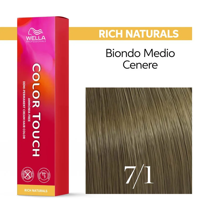 Wella Color Touch Rich Naturals 7/1 Biondo Medio Cenere 60ml - colore semipermanente senza ammoniaca