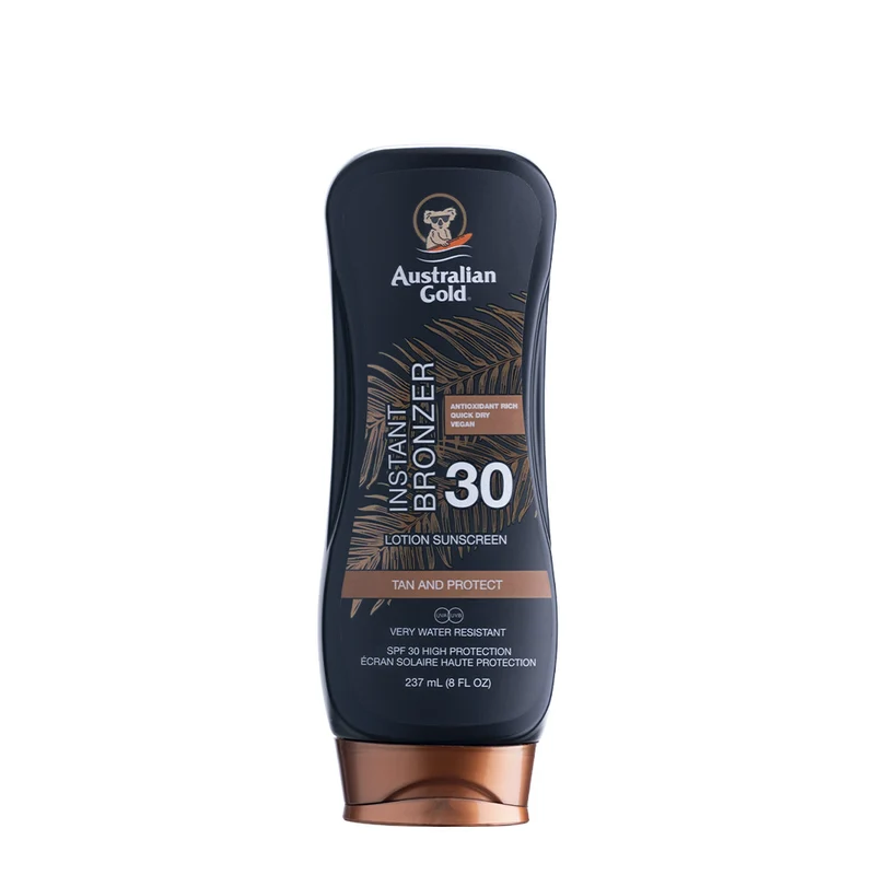 Australian Gold Spf30 Instant Bronzer Lotion Sunscreen 237ml - protezione solare con autoabbronzante