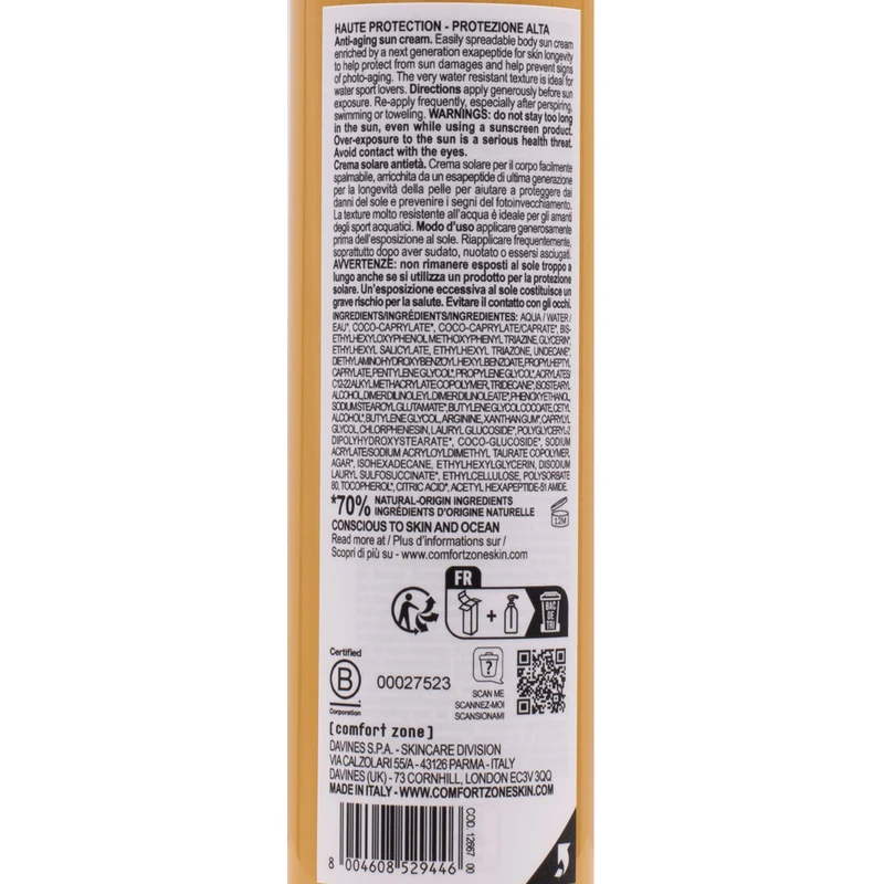 Comfort Zone Sun Soul Cream SPF 50 150ml - crema solare anti-età viso e corpo