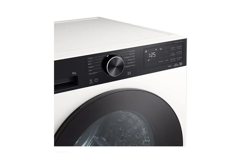 LG RNX5009TWBB Serie X5 Asciugatrice Libera Installazione 9 Kg, Pompa Di Calore Dual Inverter, Turbo Dry, AI Dry, Wi-Fi, Allergy Care, Classe B, Bianco