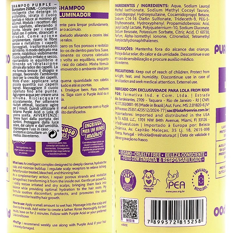 Lola From Rio Purple Shampoo Iluminador 250ml - shampoo illuminante