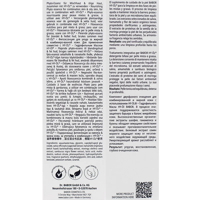Babor Phyto HY-ÖL Booster Balancing 100ml - detergente viso pelle mista